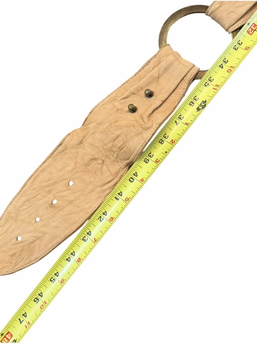 Streets Ahead Beige Leather Ring-Link Waist Belt